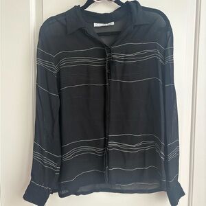 Josephine Chaus Classic Black Sheer Button Top